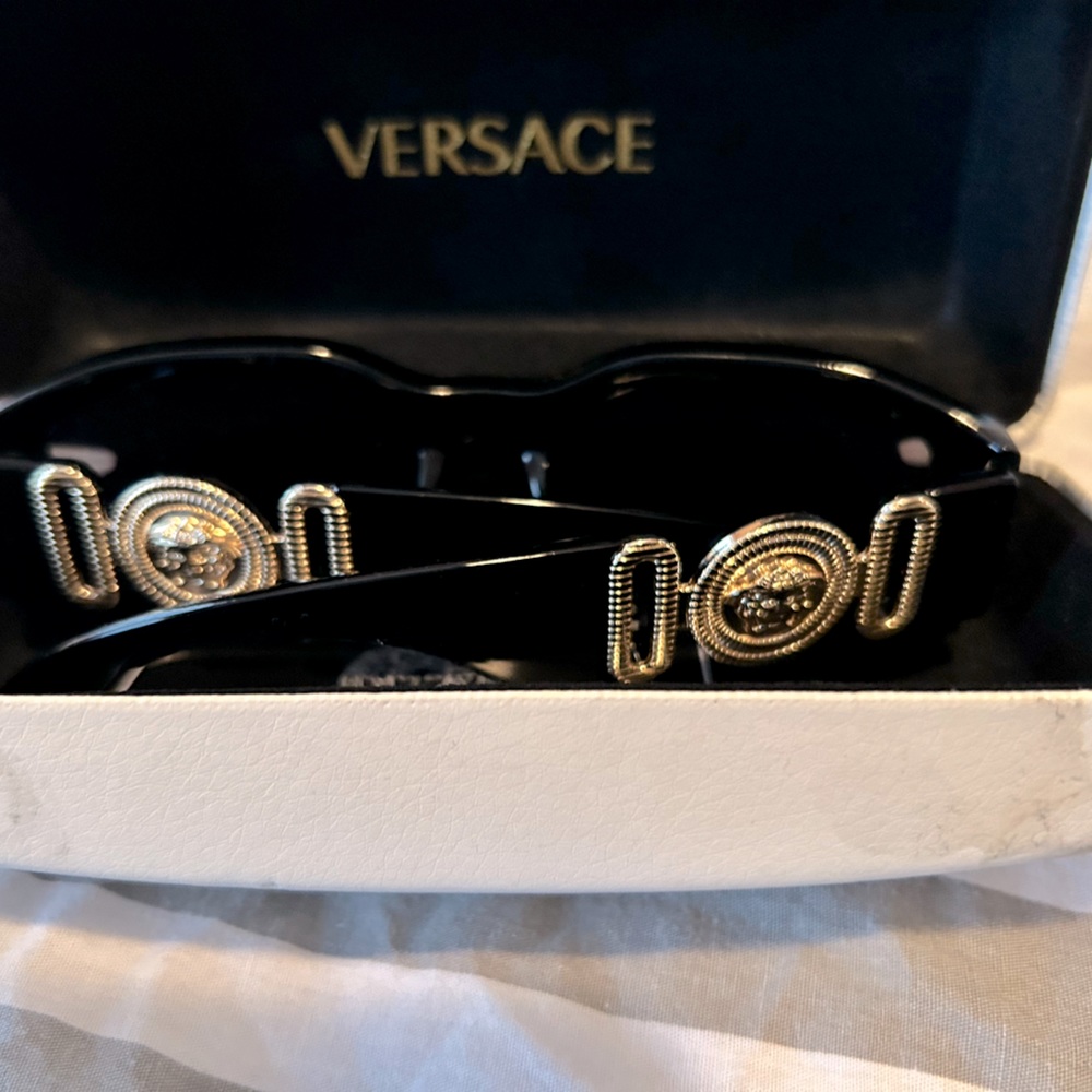 Versace Unisex VE4361 GB1/87 53mm Sunglasses Black-Gold